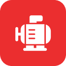 Engine symbol on red square