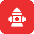 Red square with fire hydrant graphic