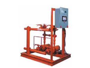Red industrial machinery with electronic controls