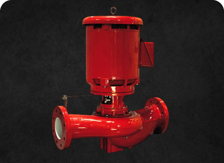 Red industrial pump against dark background