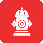 Fire hydrant icon on red background