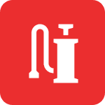 Bicycle pump icon on red background
