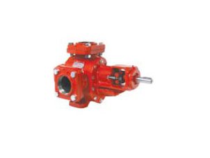 Red industrial pump with metal shaft